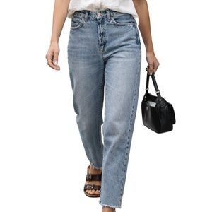 Garage Medium Blue Wash Denim Mom Jean Size 24 0 Costal Minimalist Summer